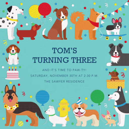 Playful Puppies - Birthday Invitation by Petit Collage