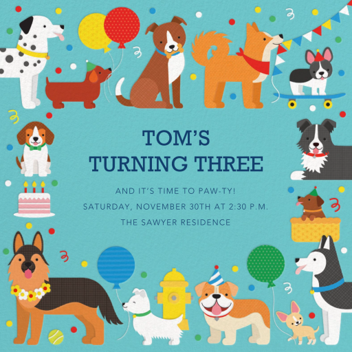 Playful Puppies - Birthday Invitation by Petit Collage