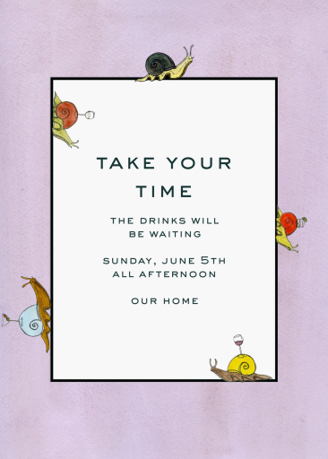 Cute Snail Drinks Invitation