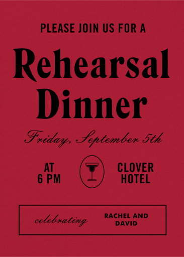 Crimson Social - Rehearsal Dinner Invitation by Few & Fahr Studio