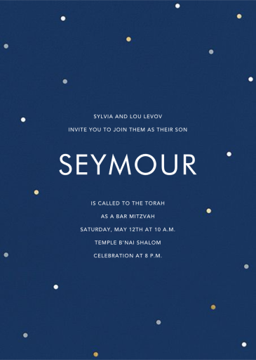 Scattered Dots - Bar & Bat Mitzvah Invitation by Sugar Paper