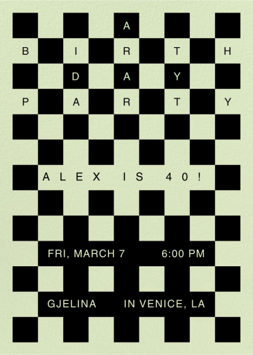 Checkered - Birthday Invitation by Goods Gang