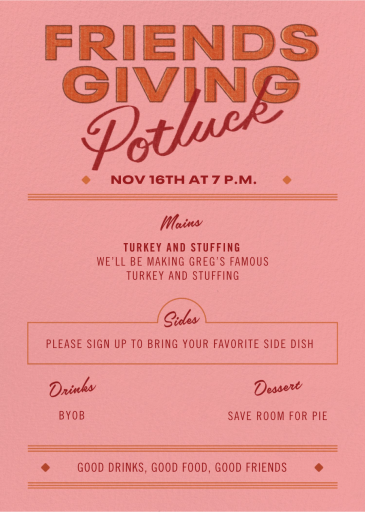Potluck Menu - Invitation by Paperless Post