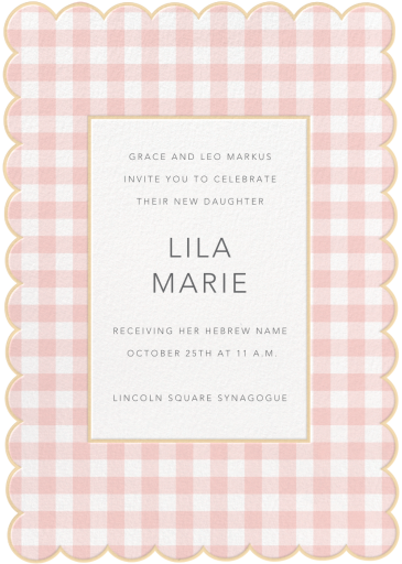 Gingham Shower - Bris/Baby Naming Invitation by Meri Meri