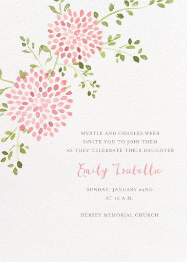Watercolor Dahlias - First Communion Invitation by Paperless Post