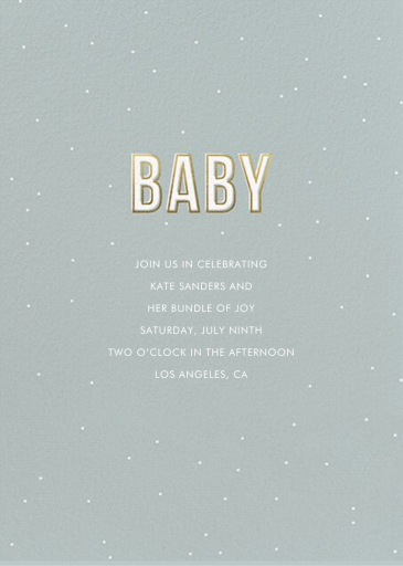 Letras en bloque con contorno dorado - Baby Shower de Sugar Paper