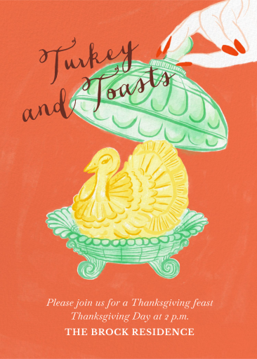 Turkey Butter Dish Thanksgiving Invitation