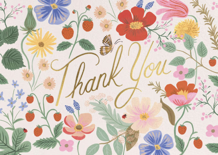 Strawberry Fields Thank You - Thank You Card by Rifle Paper Co.