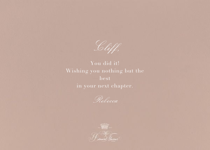 Congratulations Flourish - Retirement Card by Bernard Maisner - Back