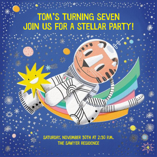 Cat-stronaut - Invitation by Hello!Lucky