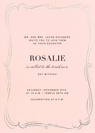 Plume Tall - Bar & Bat Mitzvah Invitation by Paperless Post