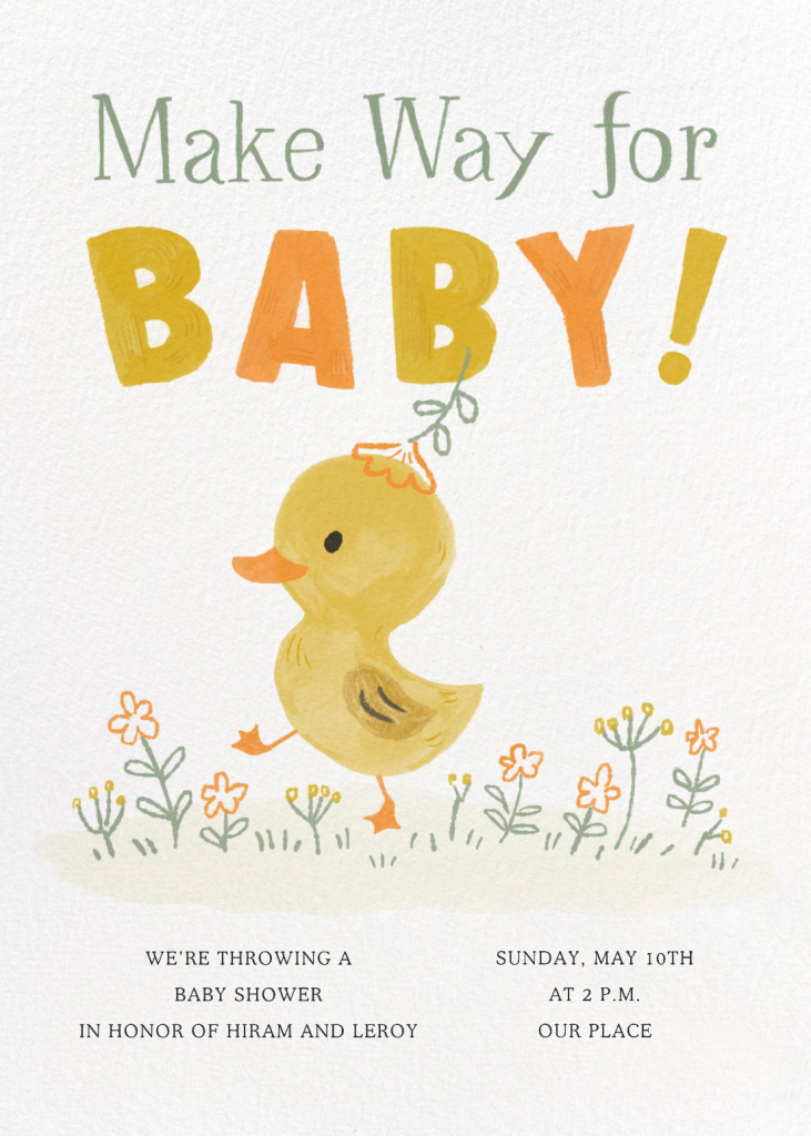 Baby Duck Baby Shower Invitation Send online instantly RSVP tracking