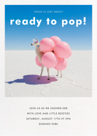 Llama with Balloons - Baby Shower Invitation by Gray Malin