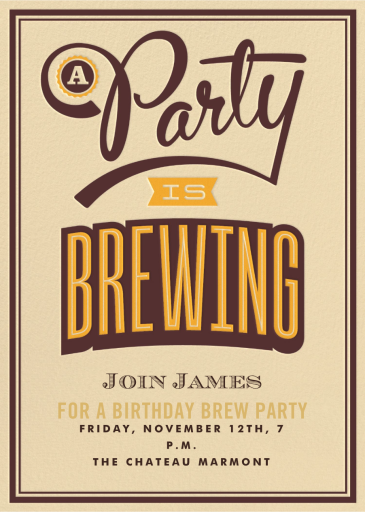 A Party Is Brewing - Birthday Invitation by Crate & Barrel