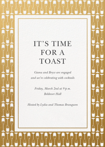 Gold Champagne Glass Invitation