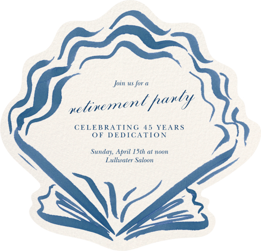 Cerulean Shell - Retirement and Farewell Party Invitation by Ten Story Stationery