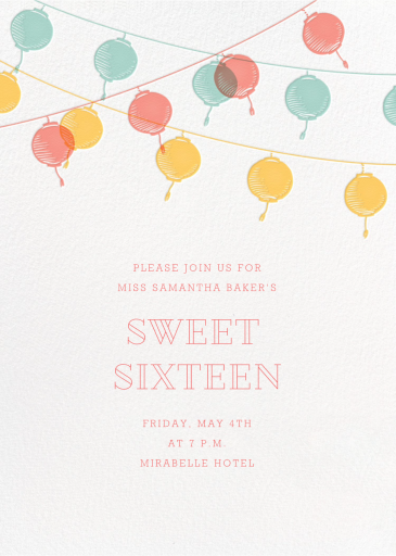 Golden String Lanterns - Sweet 16 Invitation by Paperless Post