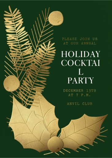 Gold Leaf Holly - Invitation by Paperless Post