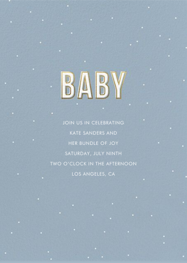 Gold Outline Block Lettering - Baby Shower Invitation by Sugar Paper