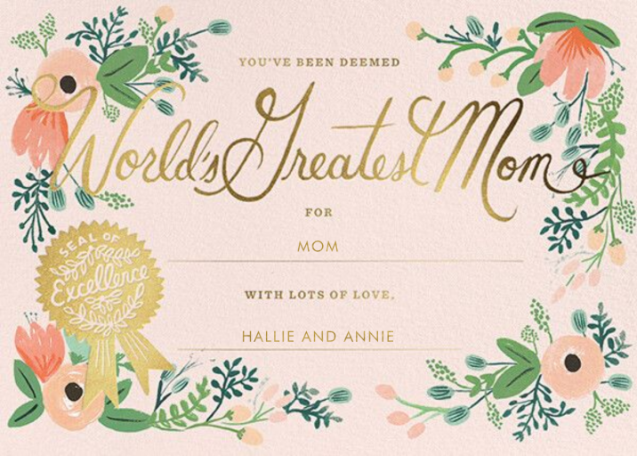 Greatest Mom Certificate - Mother's Day Card by Rifle Paper Co.