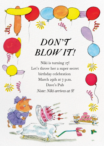 Piggy Bash - Surprise Party Invitation by Richard Scarry