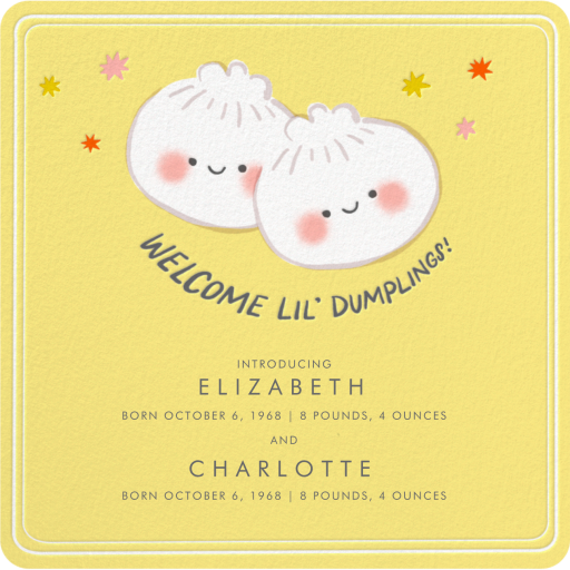 Double the Dumplings - Birth Announcement by Hello!Lucky