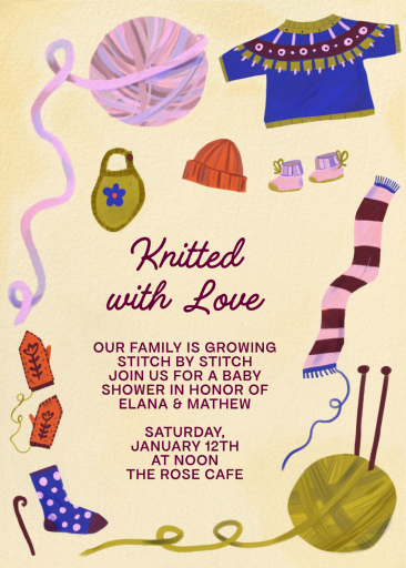 Knitted Baby Shower Invitation