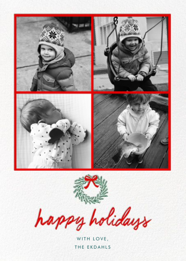 Merry Christmas Wreath Tall - Holiday Card by Linda and Harriett