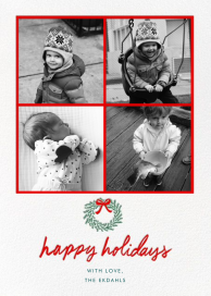 Merry Christmas Wreath Tall - Holiday Card by Linda and Harriett