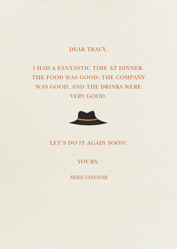 Hat Tip (Blanca Gómez) by Red Cap Cards - Back