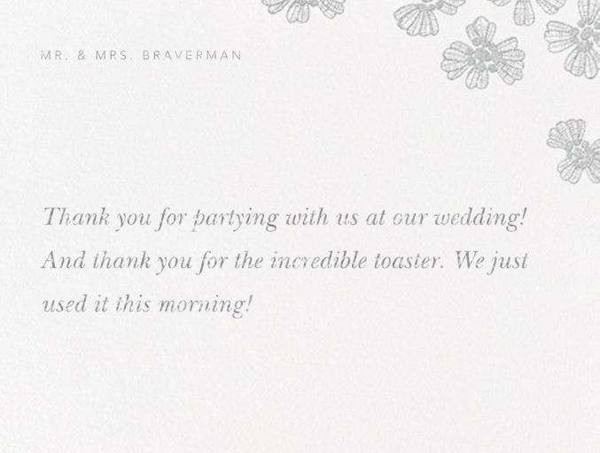 Petals on Lace Thank You by Oscar de la Renta