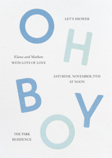 Falling Letters - Oh Boy - Baby Shower Invitation by Paperless Post