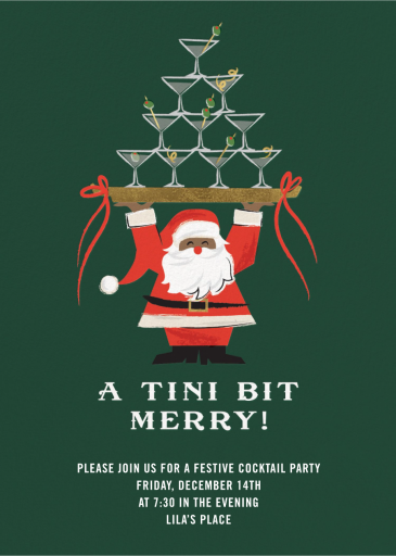 Santa Martini Tree Christmas Invitation