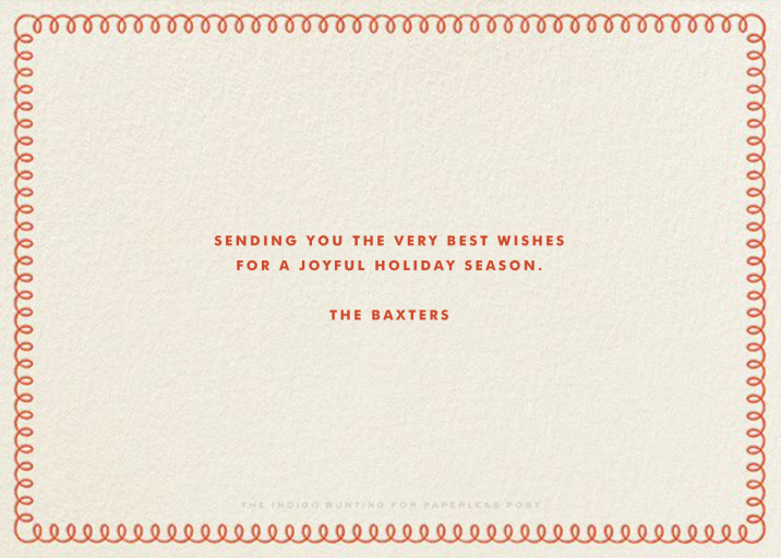 Curly Border - New Year's Card by The Indigo Bunting - Back