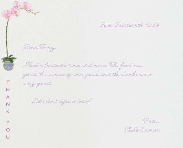 Orchid Thank You - Stationery by Paperless Post