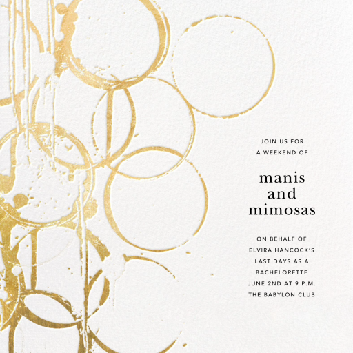 Metallic Circles Watermark - Bachelorette Party Invitation by Kelly Wearstler