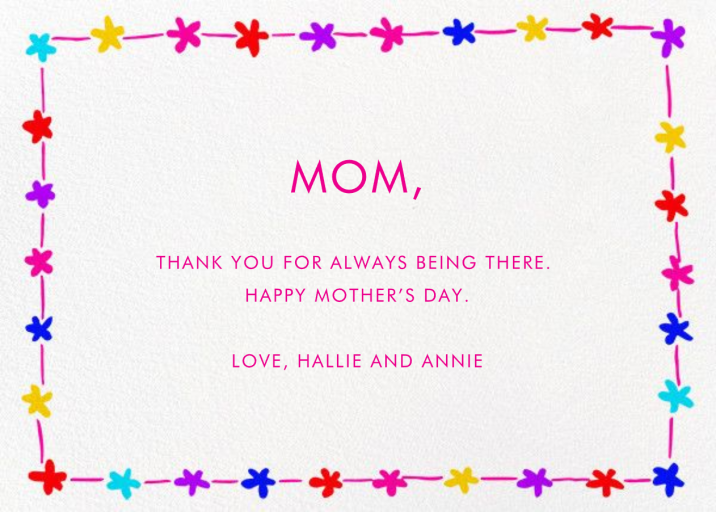 Floral Bunting Border - Greeting Card by Linda and Harriett - Back