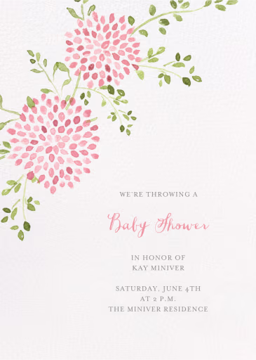 Watercolor Dahlias - Baby Shower Invitation by Paperless Post