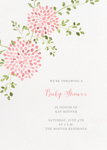 Watercolor Dahlias - Baby Shower Invitation by Paperless Post