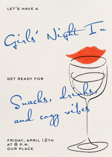 Kiss and Clink - Girls' Night Invitation by Paperless Post