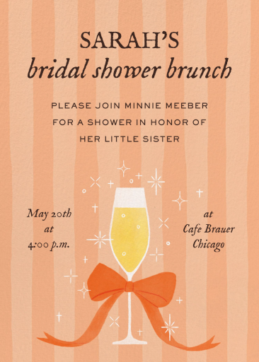 Champagne Bow Striped Invitation