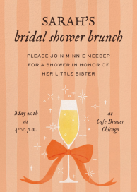 Champagne Bow Striped Invitation