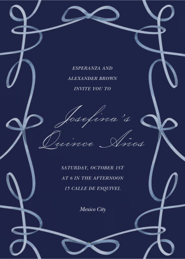 Ribbons and Bows - Quinceañera Invitation by Monique Lhuillier