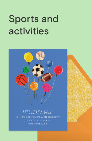 Sports and activities birthday invitations