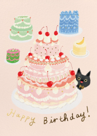 Cat Got the Cream - Birthday Card by Carolyn Suzuki Studio