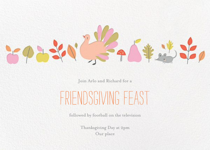 Feathers' Fine Feast - Thanksgiving Invitation by Little Cube