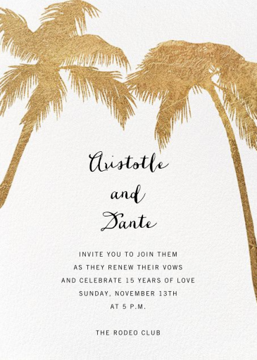 Tropical Palm - Vow Renewal Invitation by Paperless Post