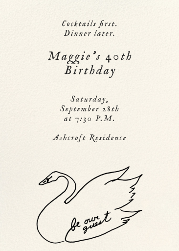 Swan Host - Birthday Invitation by Carly Kuhn