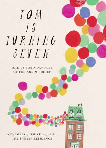Up Up and Away - Birthday Invitation by Mr. Boddington's Studio