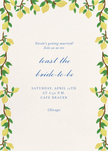 Lemon Border - Bridal Shower Invitation by Ten Story Stationery